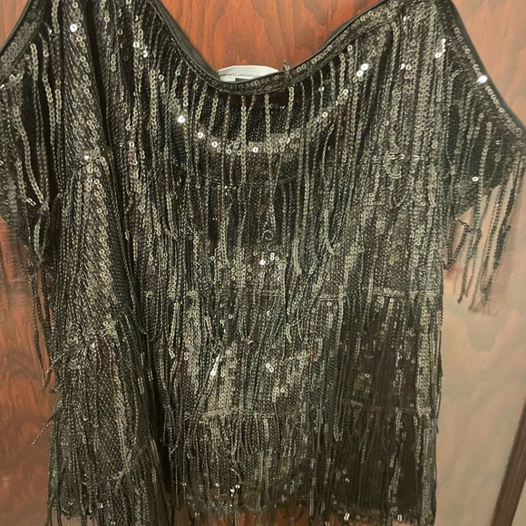 Sequin Fringe tank top with Velvet straps - Picture 3 of 3